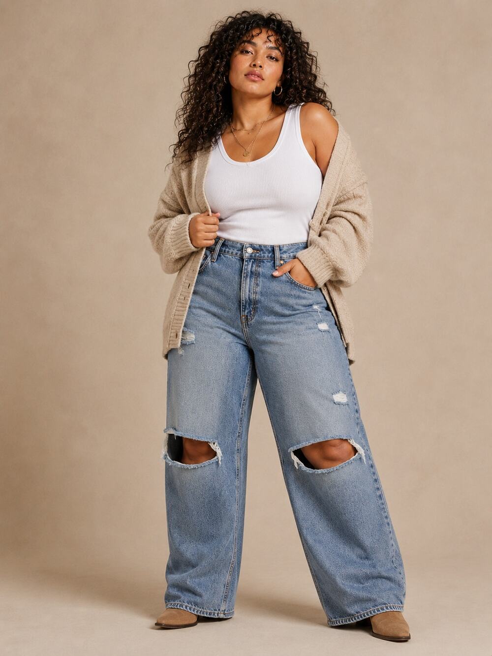 Old Navy 14 High Rise Baggy Wide Leg Jeans Women's 14 Distressed Denim Y2K 90s